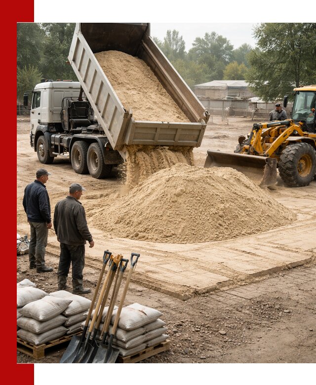 Доставка мытого песка в Заволжье с самосвалами по выгодной цене