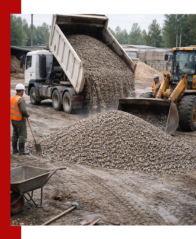 Мытый гравий с доставкой в Заволжье от карьера до участка