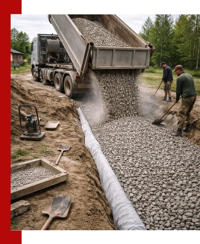 Гравий для дренажа с доставкой в Заволжье качественный и недорогой