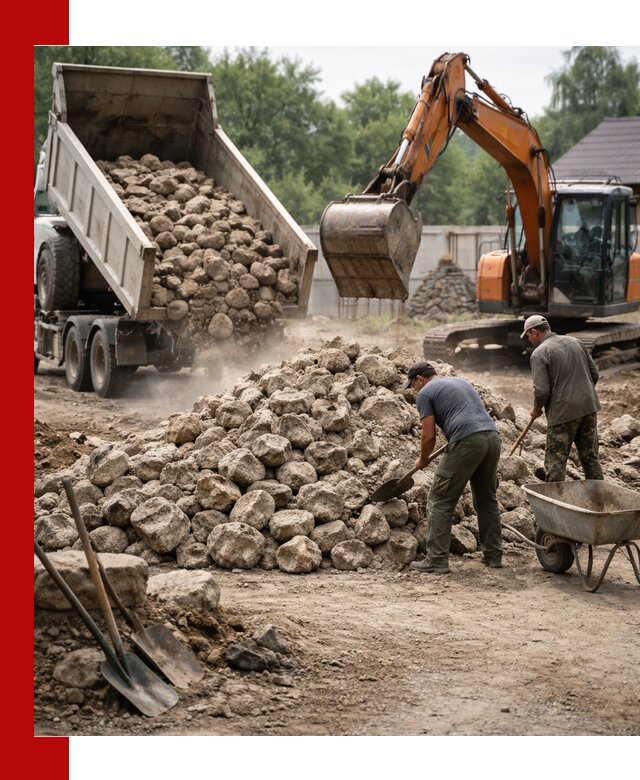 Доставка и разгрузка бутового камня в Заволжье
