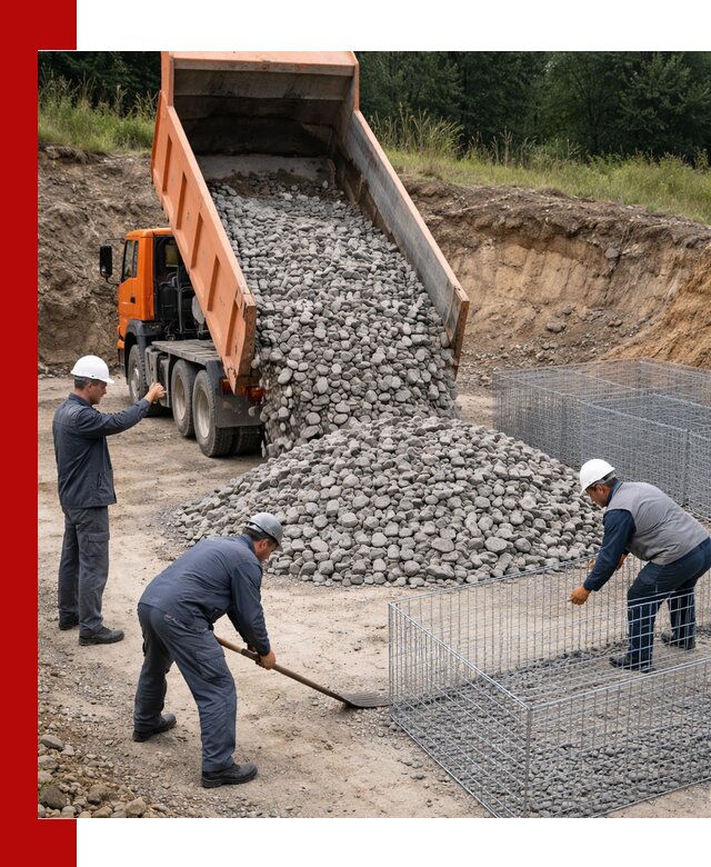 Камень для габионов с доставкой в Заволжье быстро и надёжно