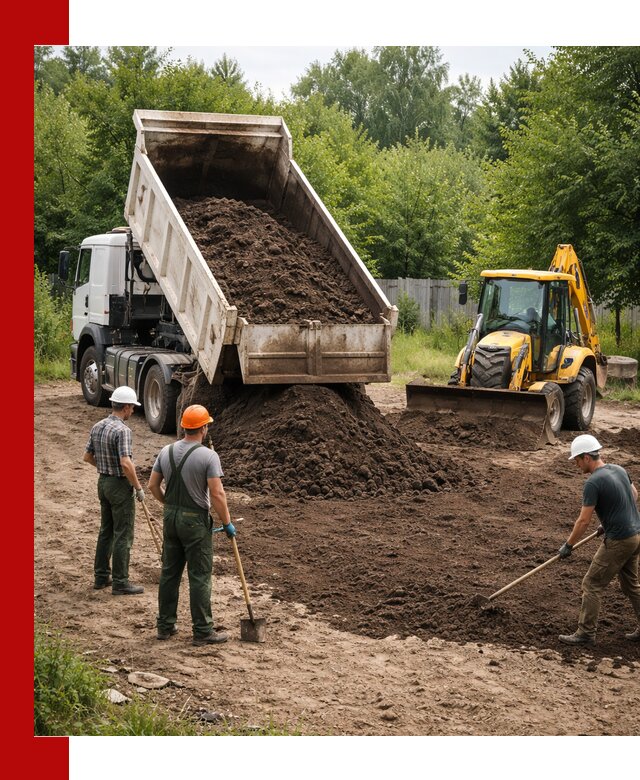 Доставка и укладка грунта для выравнивания участка в Заволжье