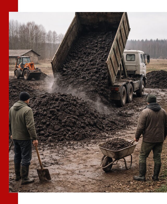 Доставка низинного торфа с разгрузкой и доставкой в Заволжье