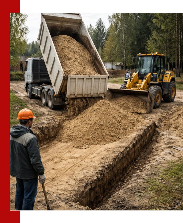 Доставка песчаного грунта в Заволжье для строительных работ