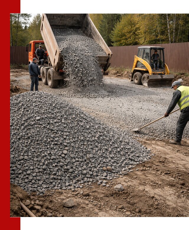 Отсыпка участка щебнем с доставкой и уплотнением в Заволжье
