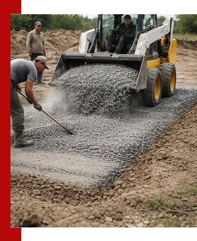 Устройство щебеночной подушки в Заволжье для дорог и фундаментов